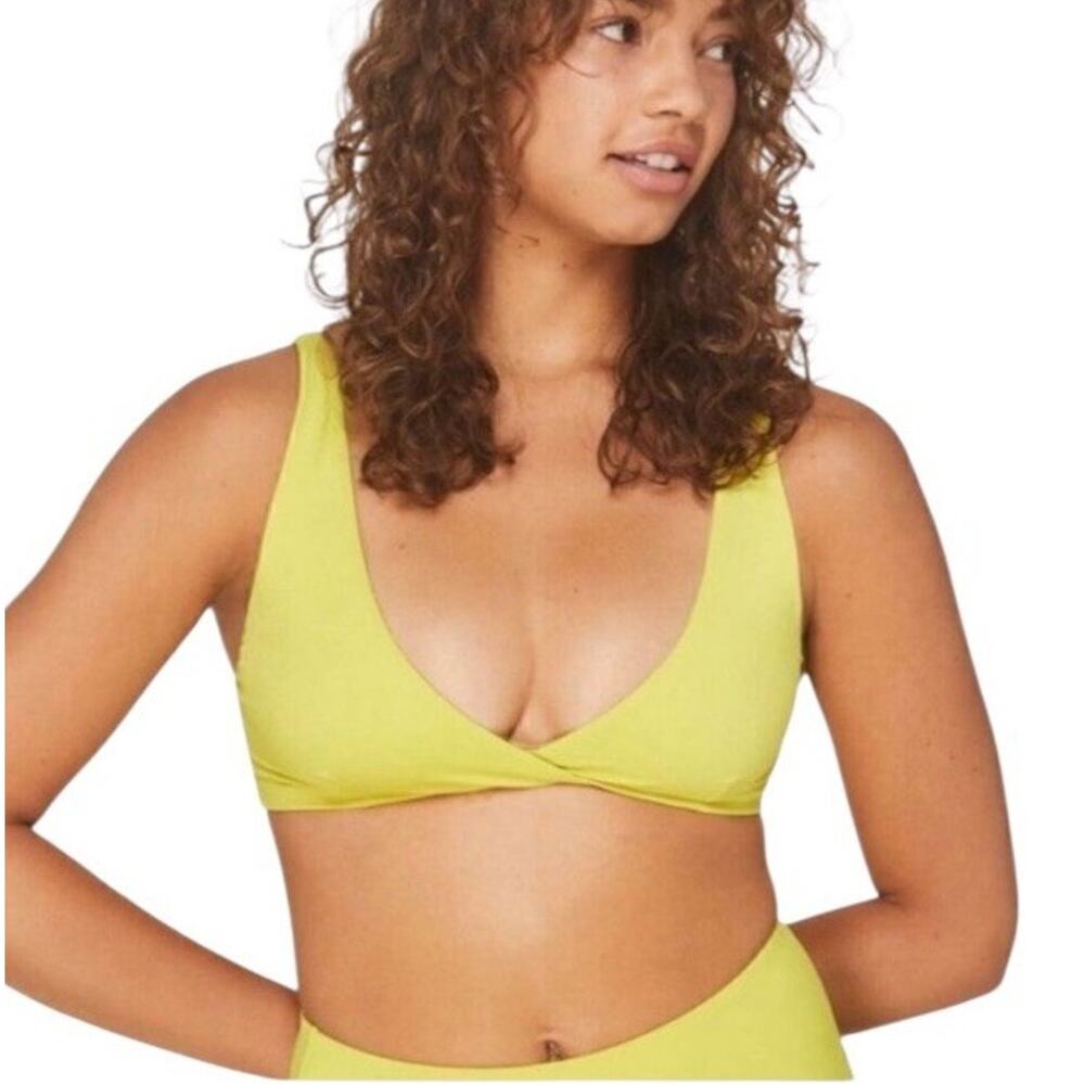 Andie Swim The Belmar Top Women's Med Honeysuckle Yellow Glossy Eco Nylon NWT